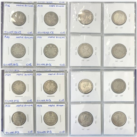 Every Year Set + of 60 Canadian Maple Boughs 1870 to 1936 Silver 25¢ Coins! - Picture 11 of 16